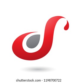 Vector Illustration of Red Curvy Fun Letter D or S isolated on a White Background
