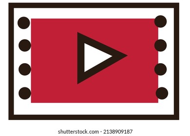 Ilustración vectorial del triángulo del icono del vídeo rojo lindo