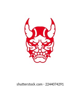vector illustration of a red demon samurai