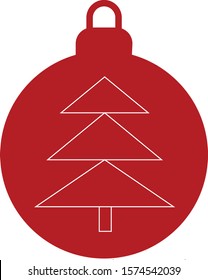 vector illustration of Red Design Christmas ornament with Christmas tree on white background
