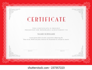 Vector illustration of red detailed certificate