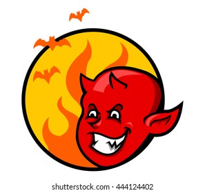 A vector illustration of red devil boy badge