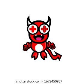 Vector illustration of a red devil and glasses