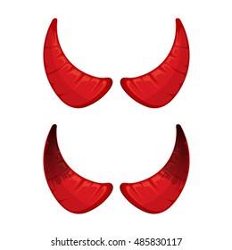 vector illustration of red Devil horns isolate on white background. Picture for halloween party