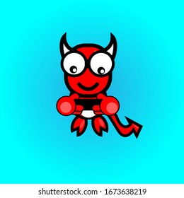 vector illustration of a red devil playing a game