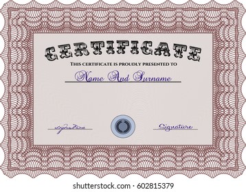 Vector illustration of Red Diploma or certificate template icon in brown.
