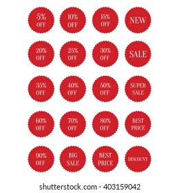 Vector Illustration : Red discount stickers