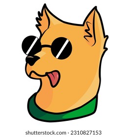 vector illustration of a red dog in sunglasses. dog face emoji