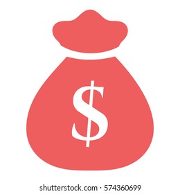 Vector Illustration of Red Dollar Bag Icon
