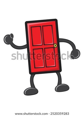 Vector illustration of a red door, posed