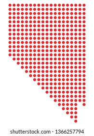 Vector illustration of the Red Dotted Silhouette Map of the USA Federal State of Nevada 