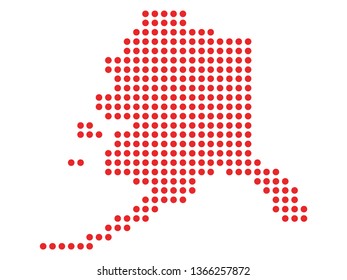 Vector illustration of the Red Dotted Silhouette Map of the USA Federal State of Arizona 