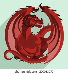 Vector illustration of a red dragon. 