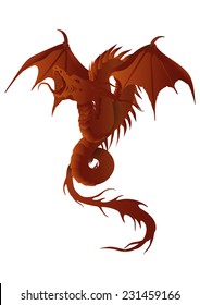 vector illustration of a red dragon with fiery effects and snake body