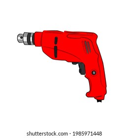 ilustración vectorial del taladro eléctrico rojo