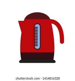 Vector illustration of red electric kettle. Flat design. 