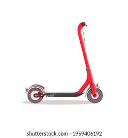 Vector illustration with red electric scooter isolated on white background.