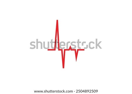 A vector illustration of a red electrocardiogram (ECG) heartbeat line on a white background, symbolizing heart health, medical monitoring, cardiology, and vital signs.