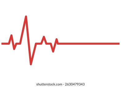 vector illustration of Red Electrocardiogram Line Depicting Medical Heartbeat Wave on White Background