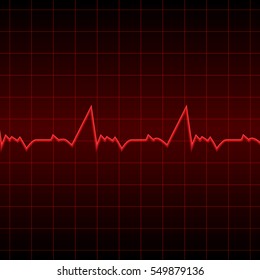 Vector illustration. Red electrocardiogram on a black background. Designed for medical banners, posters, invitations.