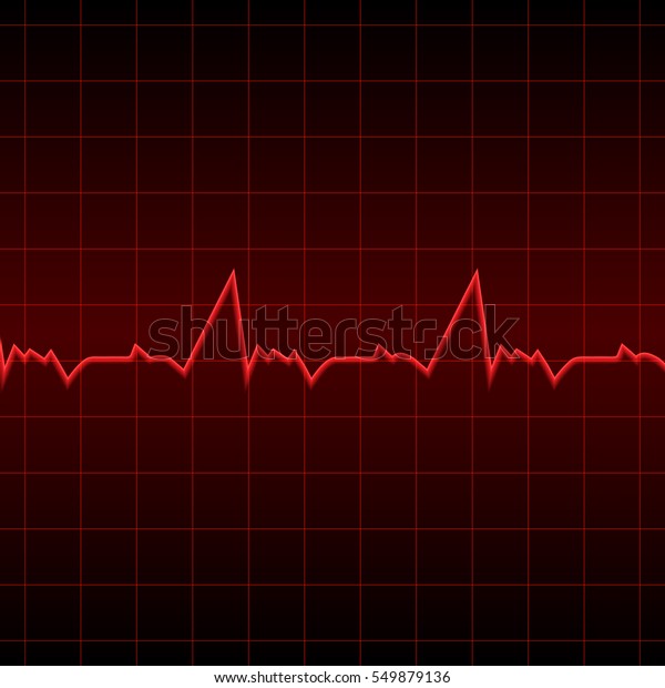 Vector Illustration Red Electrocardiogram On Black Stock Vector