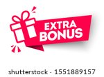 Vector Illustration Red Extra Bonus Label. Modern Web Banner Element With Gift.