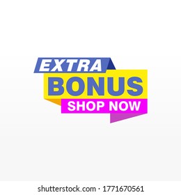 Vector Illustration Red Extra Bonus Label. Modern Web Banner Element