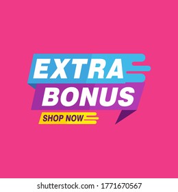 Vector Illustration Red Extra Bonus Label. Modern Web Banner Element