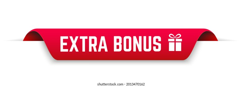 Vector Illustration Red Extra Bonus Label. Modern Web Banner Element With Gift.
