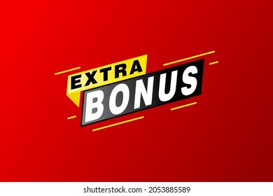 Vector Illustration Red Extra Bonus Label. Modern Web Banner