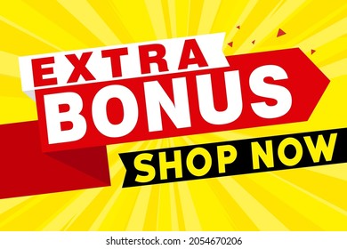 Vector Illustration Red Extra Bonus Label. Modern Web Banner