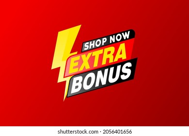 Vector Illustration Red Extra Bonus Label. Modern Web Banner