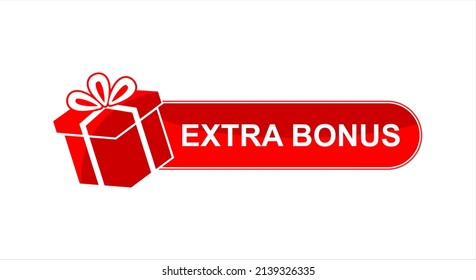 Vector illustration red extra bonus label. Modern web banner with a gift.