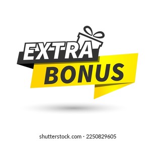 Etiqueta de bonificación extra roja de la ilustración del vector. Moderno Elemento De Banner Web Con Regalo. Ilustración del vector
