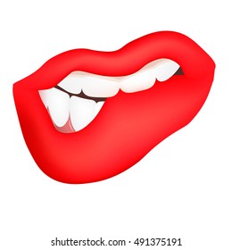Vector illustration of a Red female lips, lustful hint