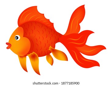 Vector Illustration of Red Fish isolated on white background. Cartoon Aquarium Fish