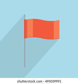 Vector illustration red flag icon isolated on blue background.