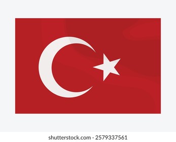 Vector illustration of red flag with moon and star symbol. Ref flag of Turkish. Icon or symbol of country 