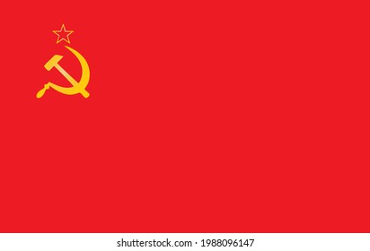 vector illustration of red flag of the Soviet Union with the yellow hammer and sickle symbol and a red in the upper hoist corner
