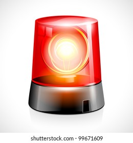 Vector Illustration Of Red Flashing Emergency Light