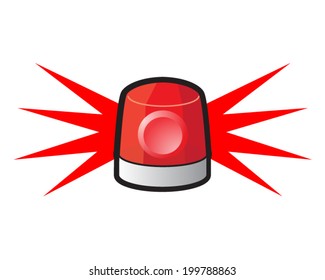 Vector illustration of a red flashing siren lamp