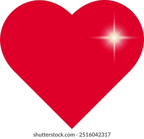 Vector illustration. Red flat heart with glow.