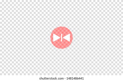 Vector illustration of the red flip horizontal icon or red open door elevator icon or the red video player sign or movie media play bar on transparent background. EPS10.