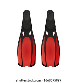 Vector illustration of red flippers. diving flippers isolated on a white background. Design element on the theme of diving, tourism and recreation at sea.