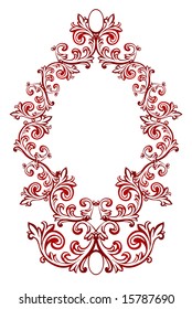 Vector illustration of red floral frame