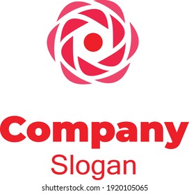 Ilustración vectorial de una plantilla de logotipo floral roja