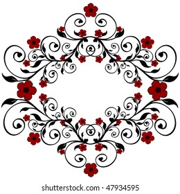 Vector illustration of a red floral ornament