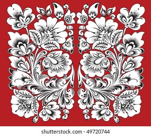 Vector illustration of red floral ornament