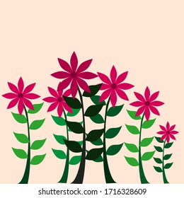 Vector illustration of a red floral pattern on a brown background