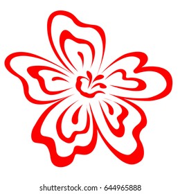 Vector illustration. Red flower brush strokes